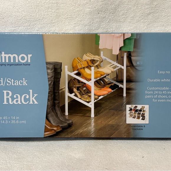 Whitmor Expand/Stack White Shoe Rack - Picture 6 of 6